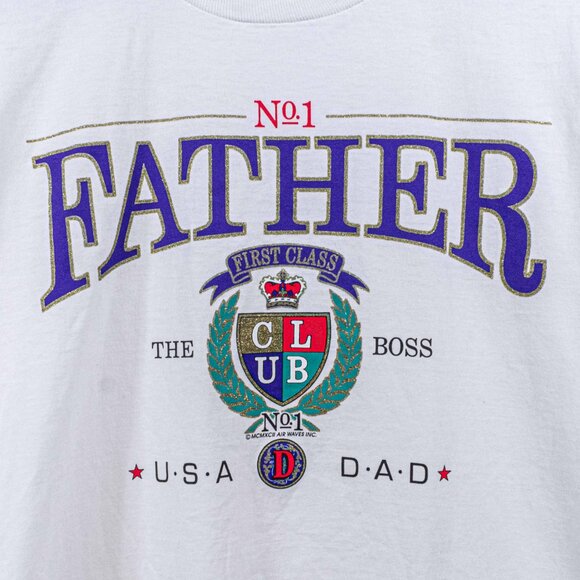 Number 1 Father Club T-Shirt Large VTG 90s Dad Joke Funny - Picture 4 of 7